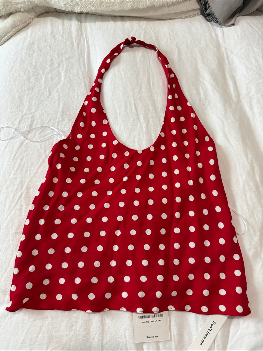 Reformation Red Polka Dot Halter Top